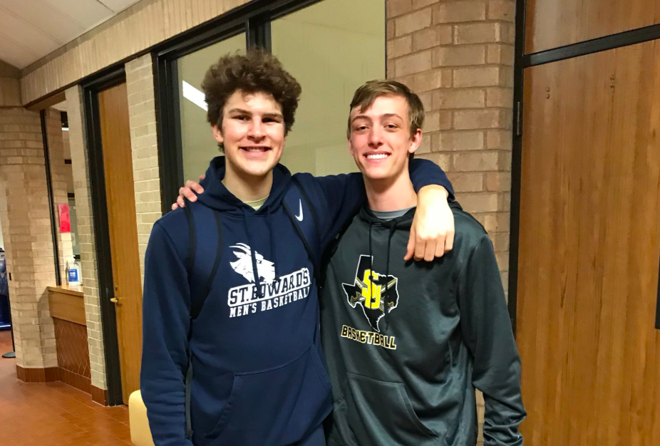 Former Mules Evan Carcanagues (left) and Andrew Puhl go at it in the college ranks. 