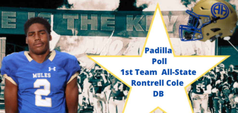 Rontrell Cole 1st Team All-State Padilla Poll - DB