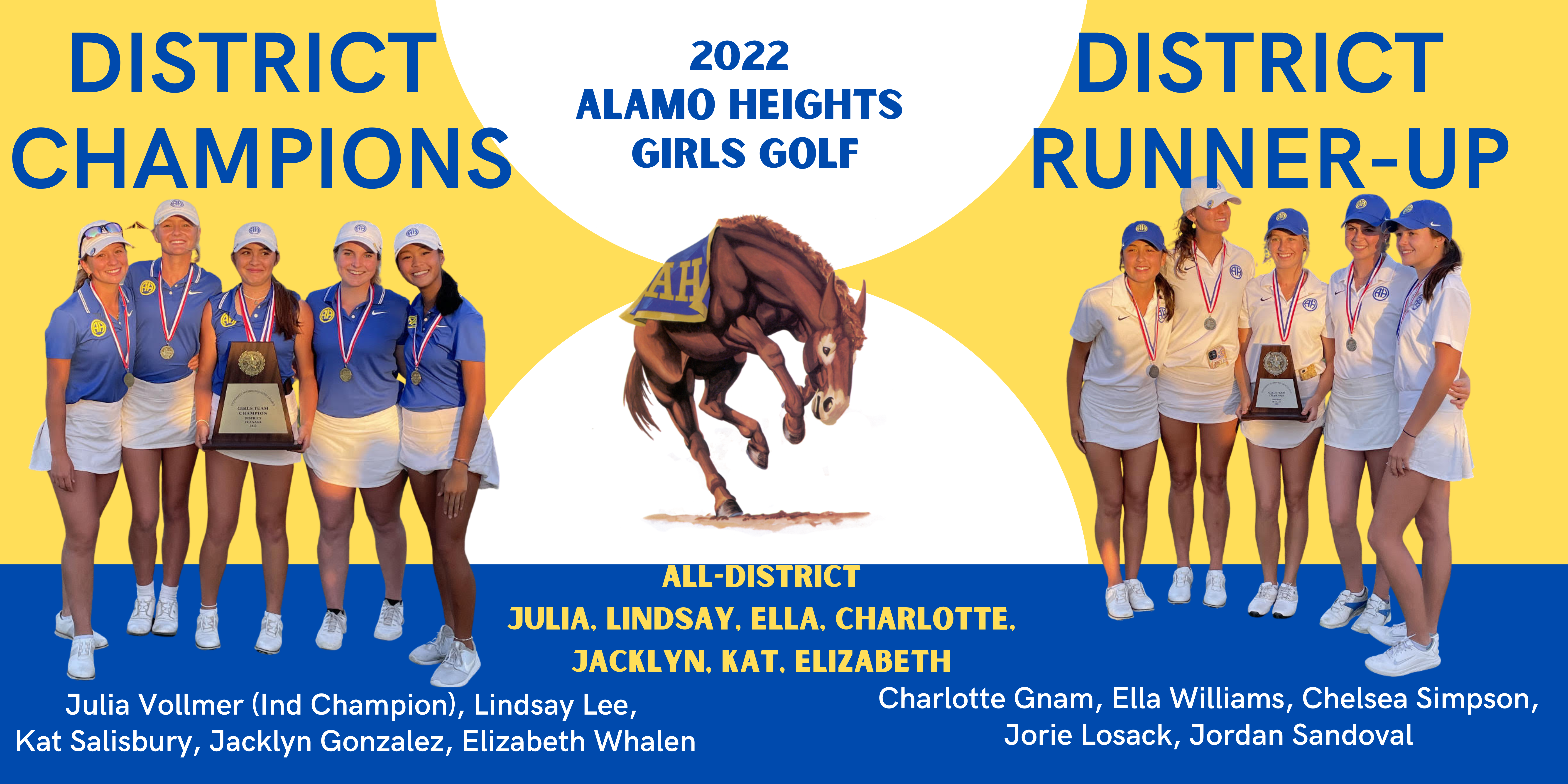 Girls Golf District Champions and District Runner-Up 2022
