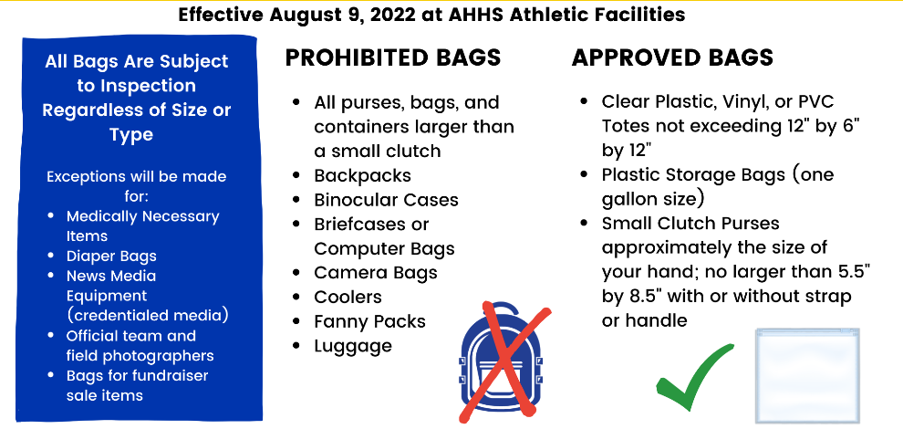 AHISD Athletics Clear Bag Policy