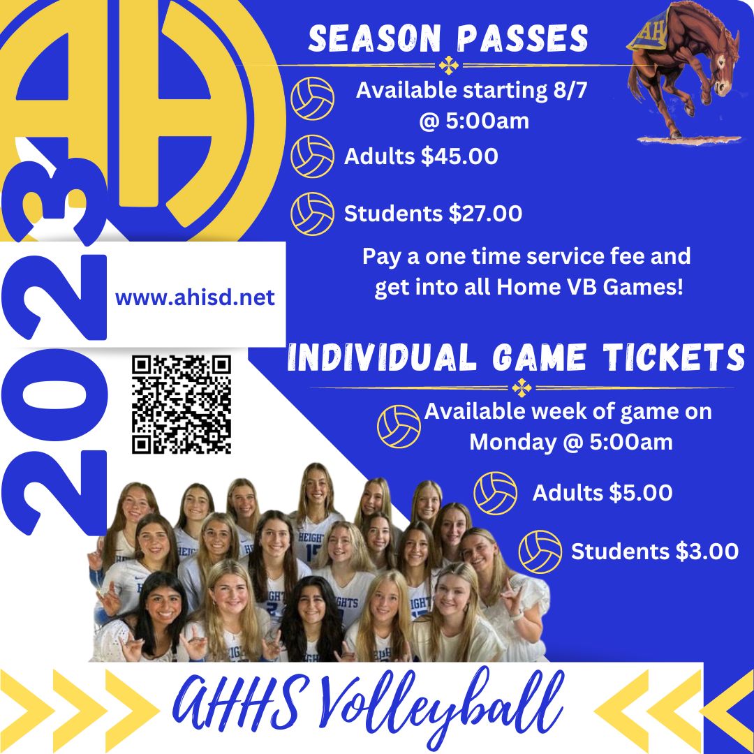2023 AHHS Volleyball Season Ticket Information