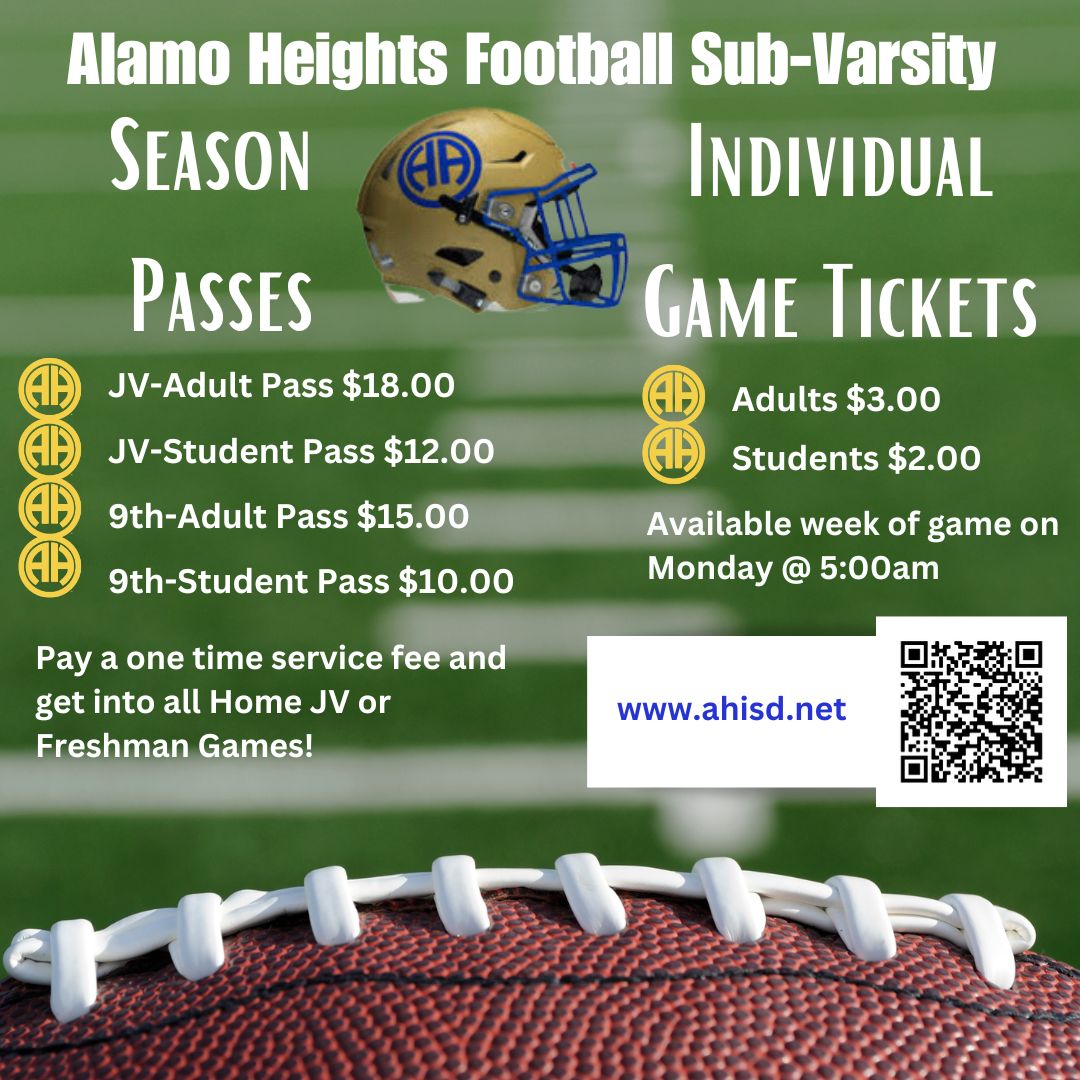 2023 AHHS Sub Varsity Football Season Ticket Information