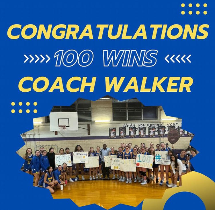 AHHS Girls Basketball Coach Walker 100 career wins