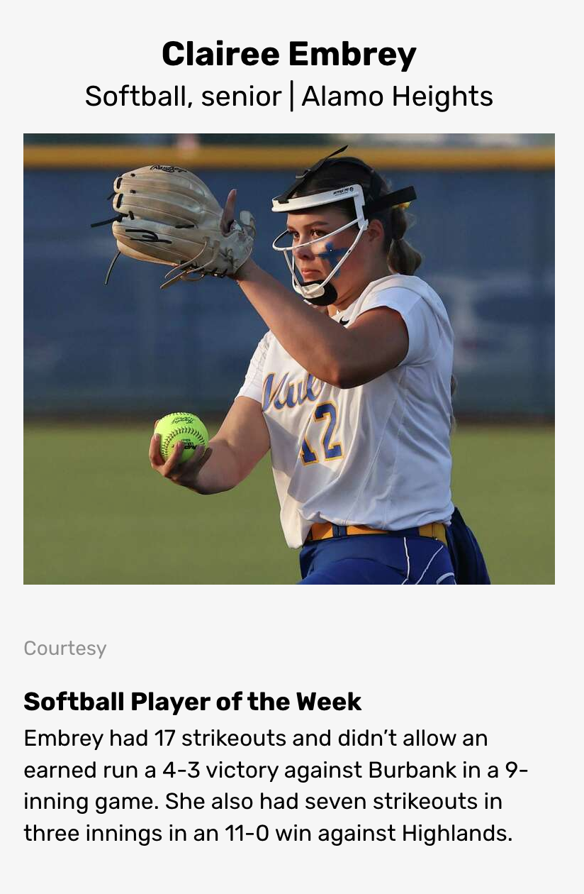 Clairee Embrey SA Express News Player of the Week 3/11/24