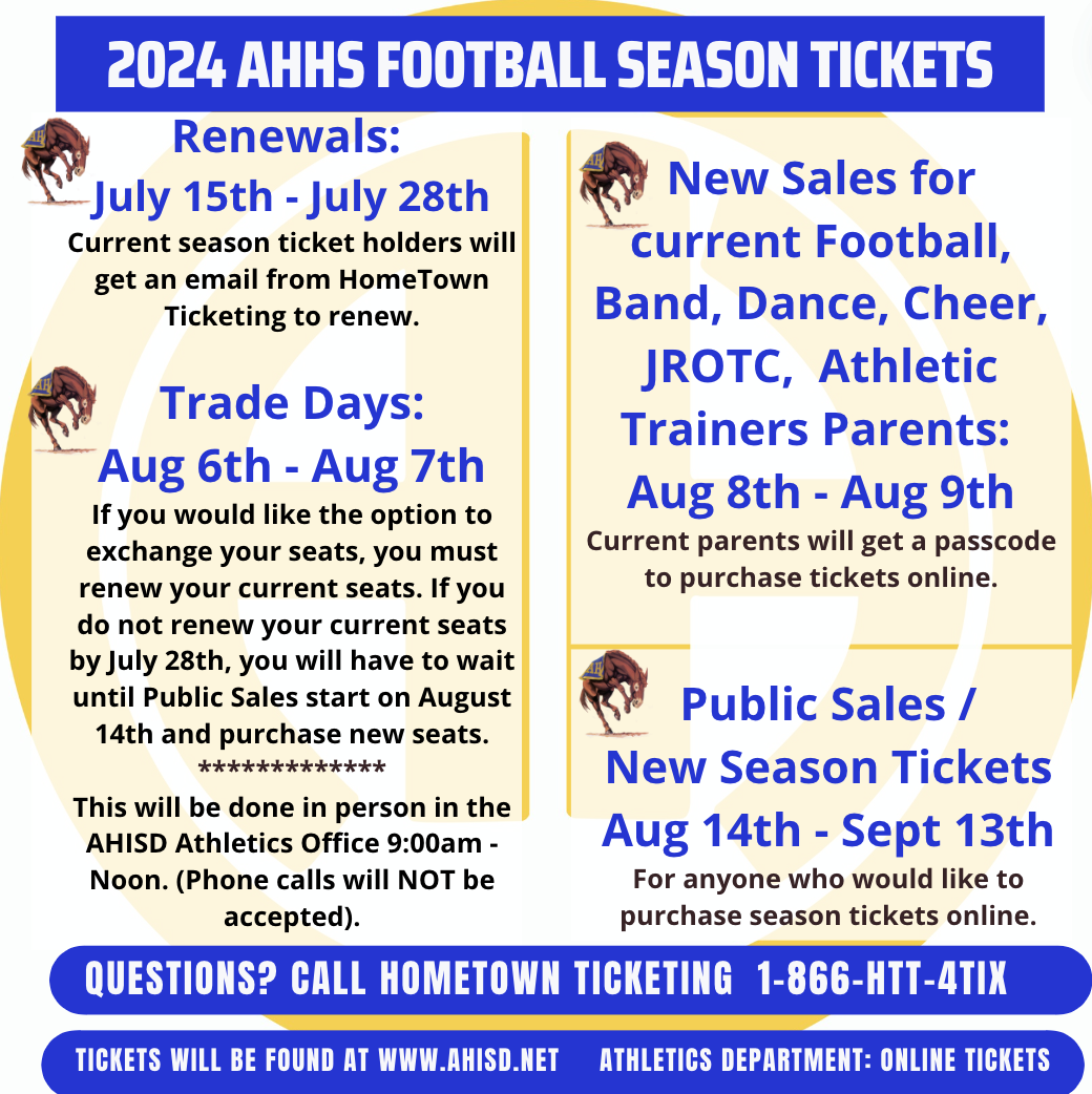 2024 AHHS Football Season Ticket Information