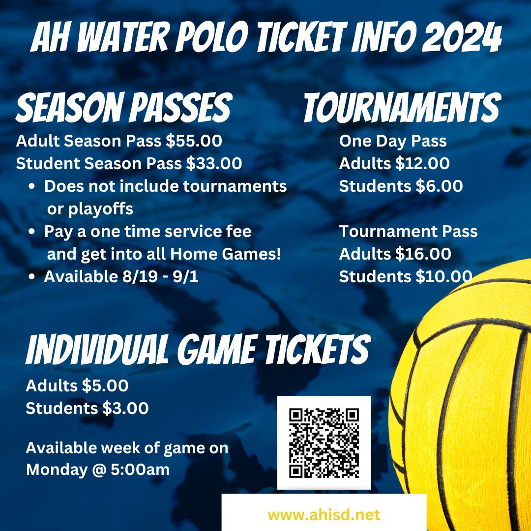 2024 AHHS Water Polo Ticket Information