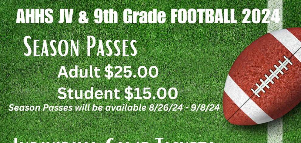 2024 AHHS Football Sub Varsity Football Ticket Information