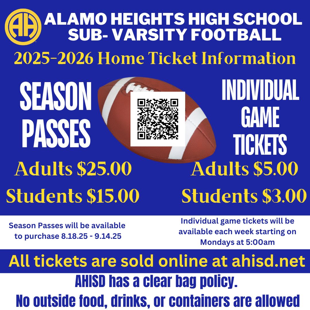 2025 Sub-Varsity Football Ticket Information
