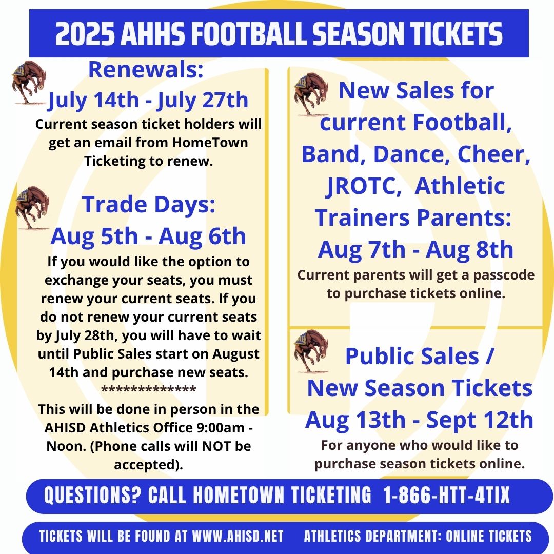 2025 Varsity Football Season Ticket Information  