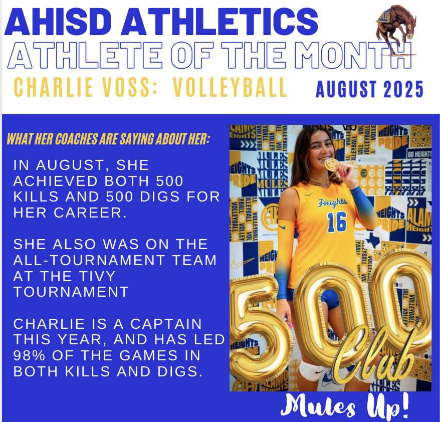 August 2025 AHISD Athletics Athlete of the Month