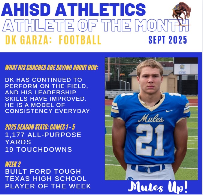 AHISD Athletics Athlete of the Month - September 2025