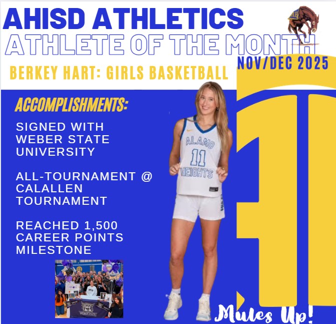 AHISD Athletics Athlete of the Month - November/December 2025